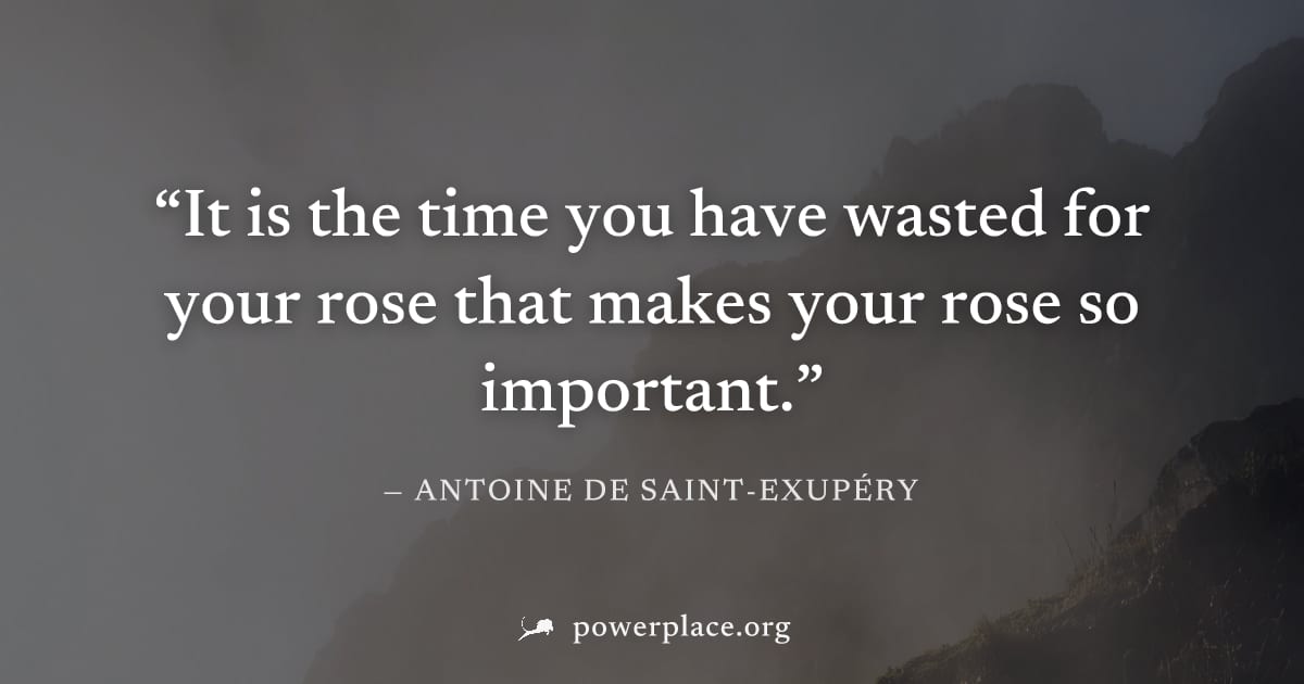 "It is the time you have wasted for your rose that makes your rose so important." — Antoine de Saint-Exupéry