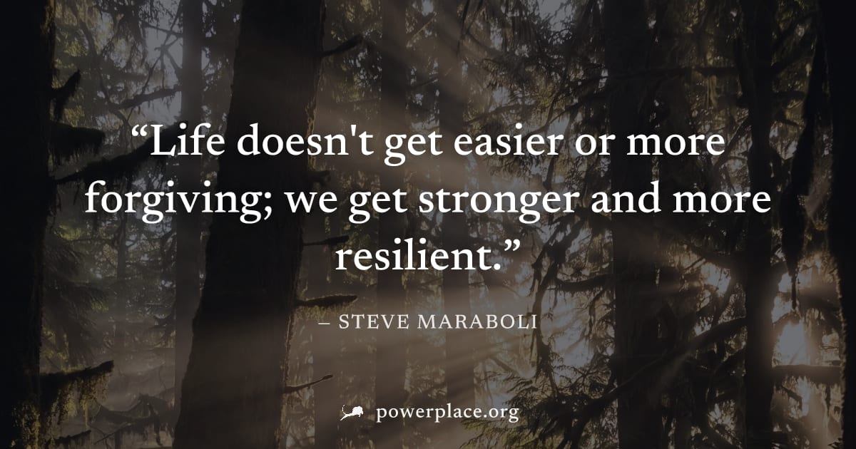 "Life doesn't get easier or more forgiving; we get stronger and more resilient." — Steve Maraboli