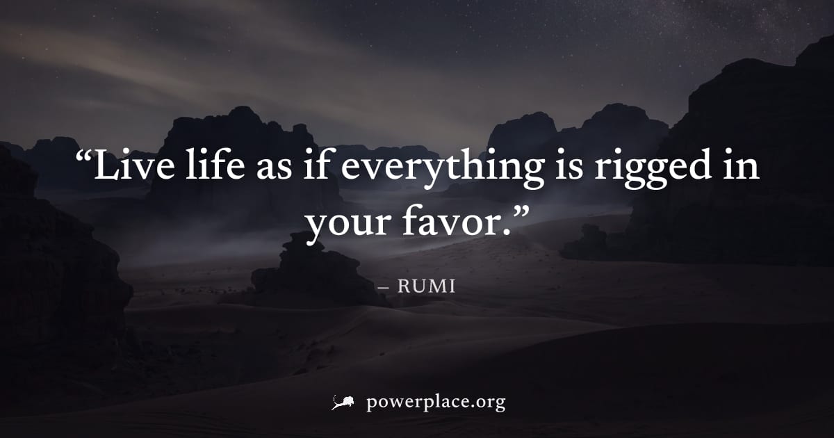 "Live life as if everything is rigged in your favor." — Rumi