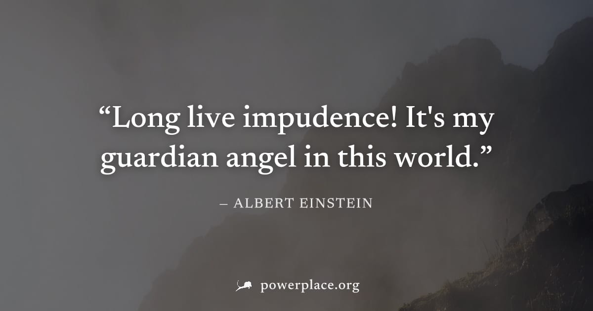 "Long live impudence! It's my guardian angel in this world." — Albert Einstein