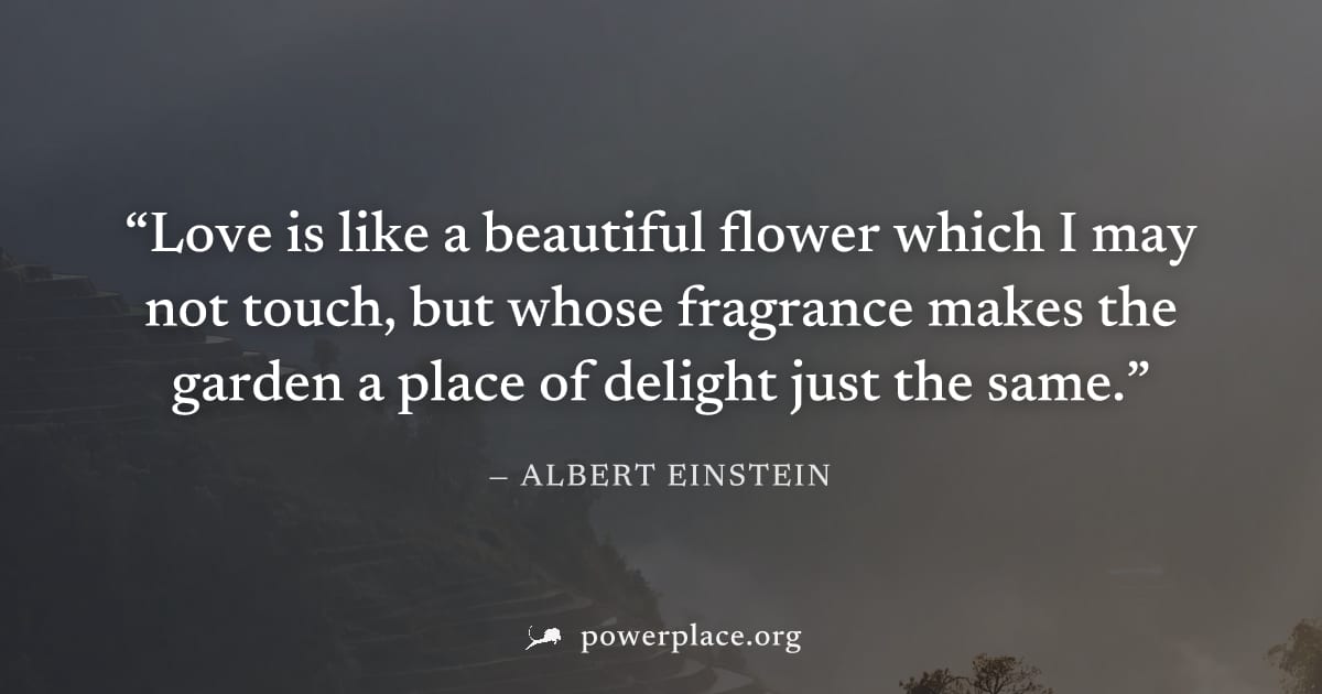 "Love is like a beautiful flower which I may not touch, but whose fragrance makes the garden a place of delight just the same." — Albert Einstein