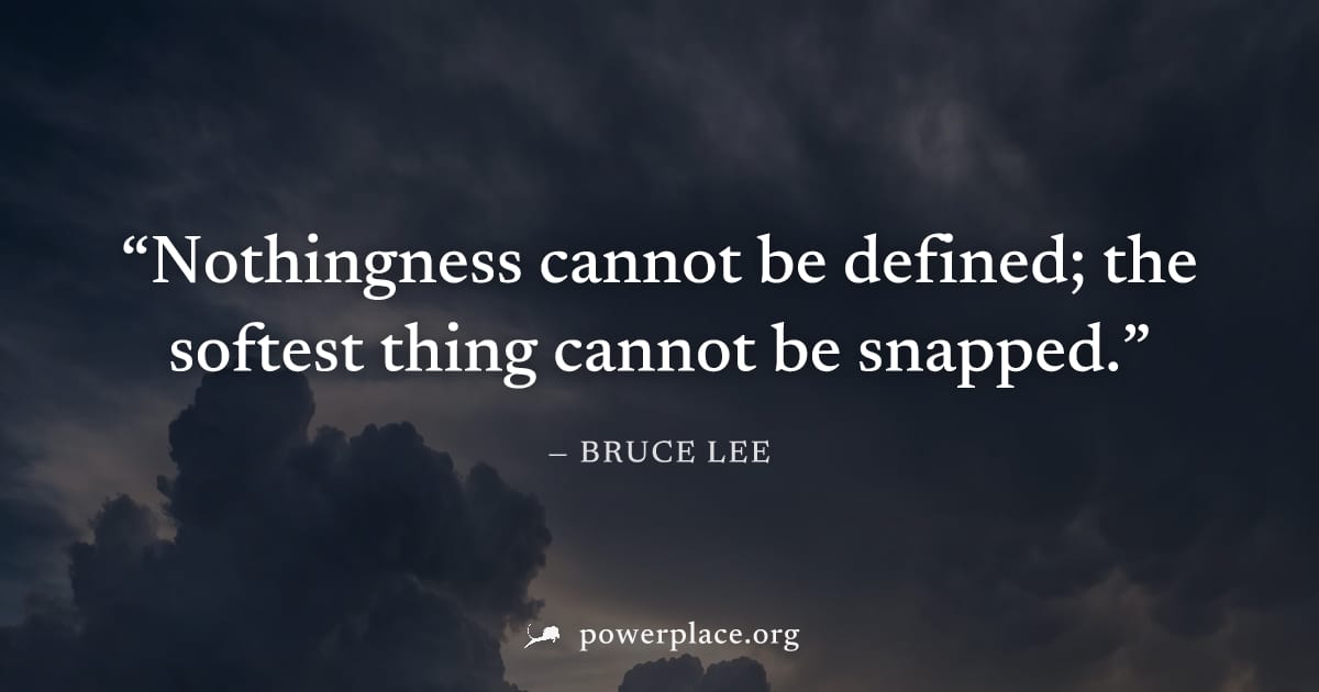 "Nothingness cannot be defined; the softest thing cannot be snapped." — Bruce Lee