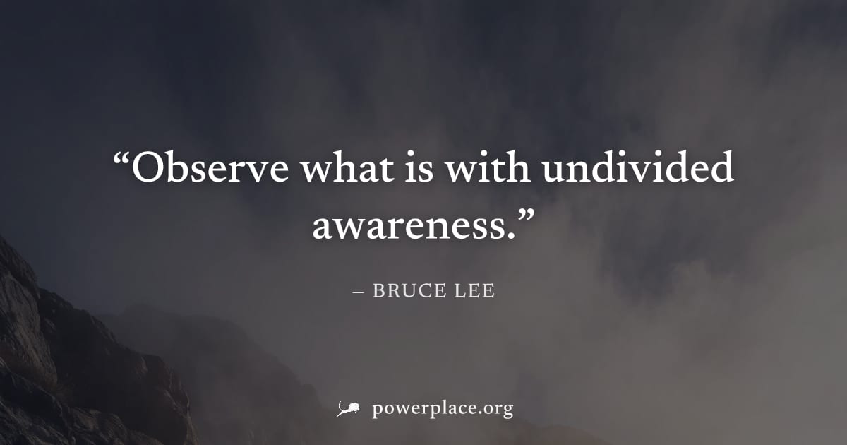 "Observe what is with undivided awareness." — Bruce Lee