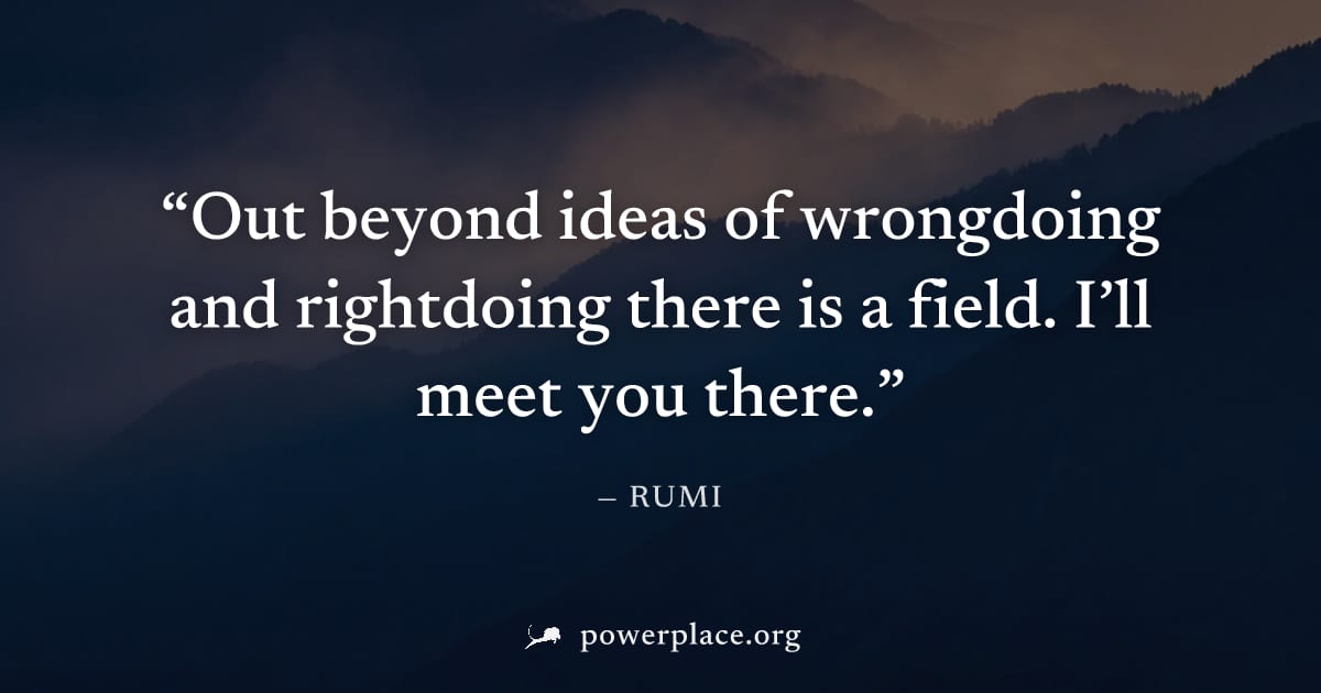 "Out beyond ideas of wrongdoing and rightdoing there is a field. I’ll meet you there." — Rumi