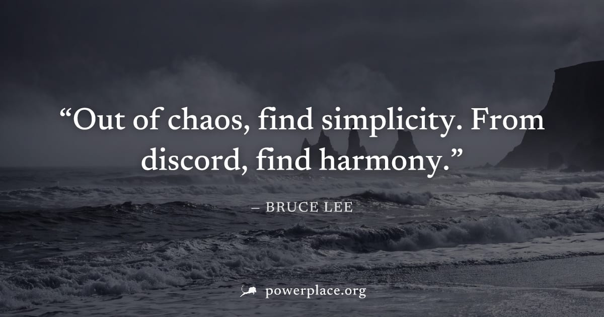 "Out of chaos, find simplicity. From discord, find harmony." — Bruce Lee