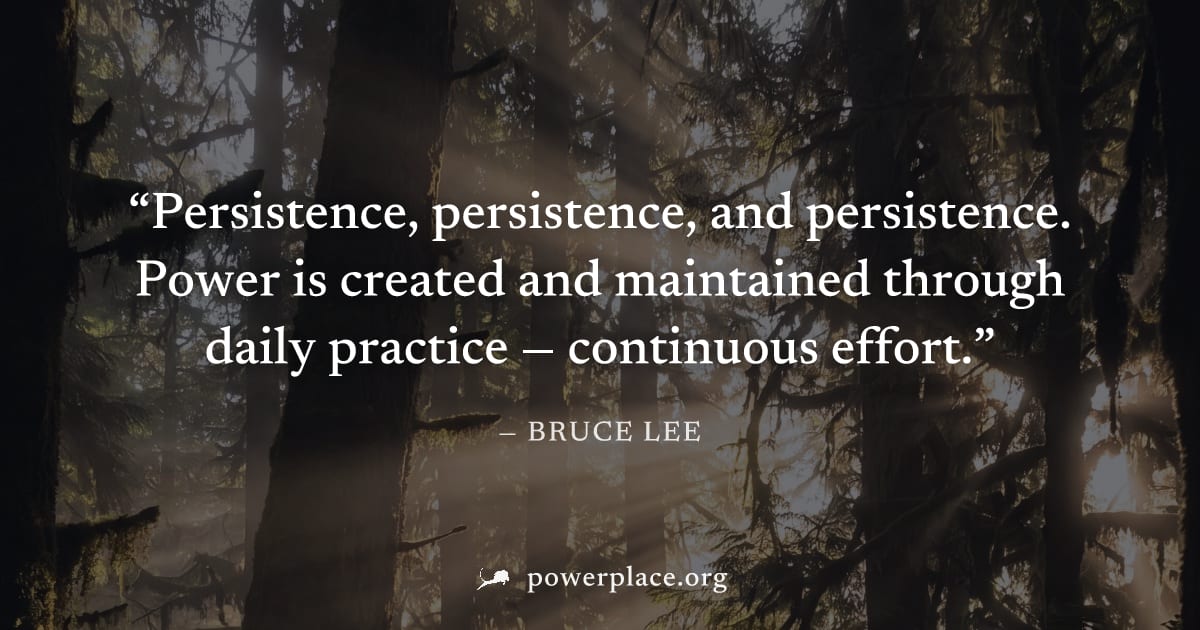 "Persistence, persistence, and persistence. Power is created and maintained through daily practice — continuous effort." — Bruce Lee