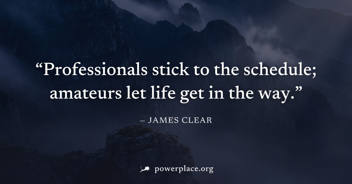 "Professionals stick to the schedule; amateurs let life get in the way." — James Clear