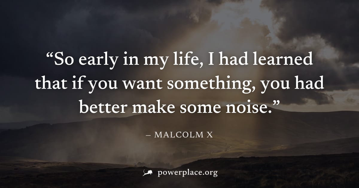 "So early in my life, I had learned that if you want something, you had better make some noise." — Malcolm X