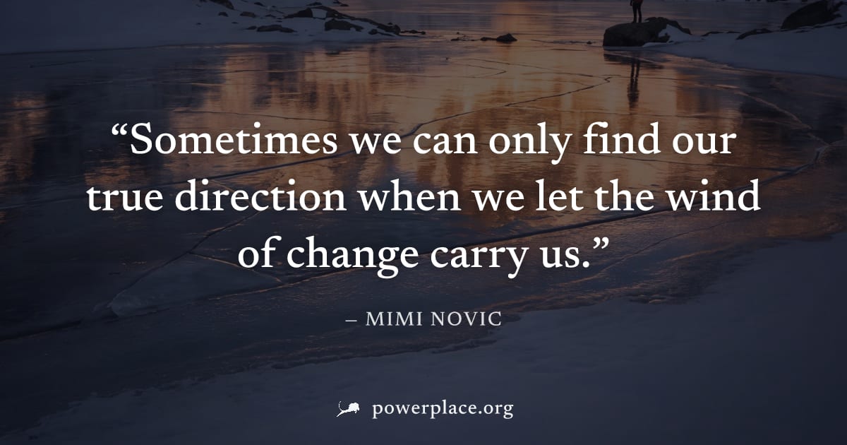 "Sometimes we can only find our true direction when we let the wind of change carry us." — Mimi Novic