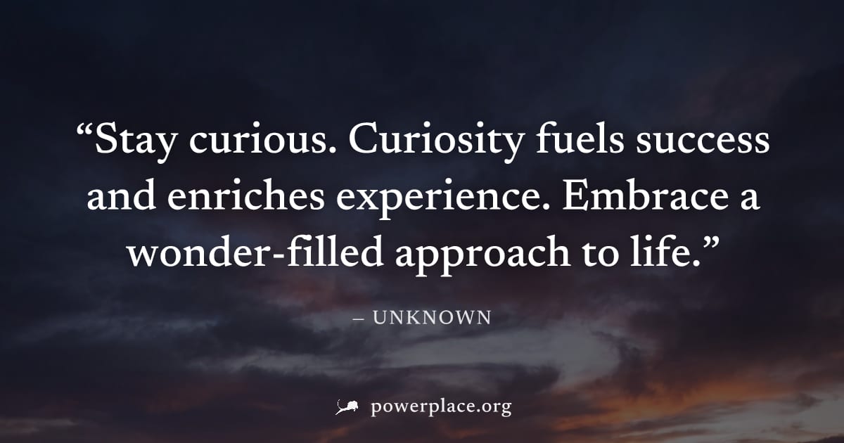 "Stay curious. Curiosity fuels success and enriches experience. Embrace a wonder-filled approach to life." — Unknown