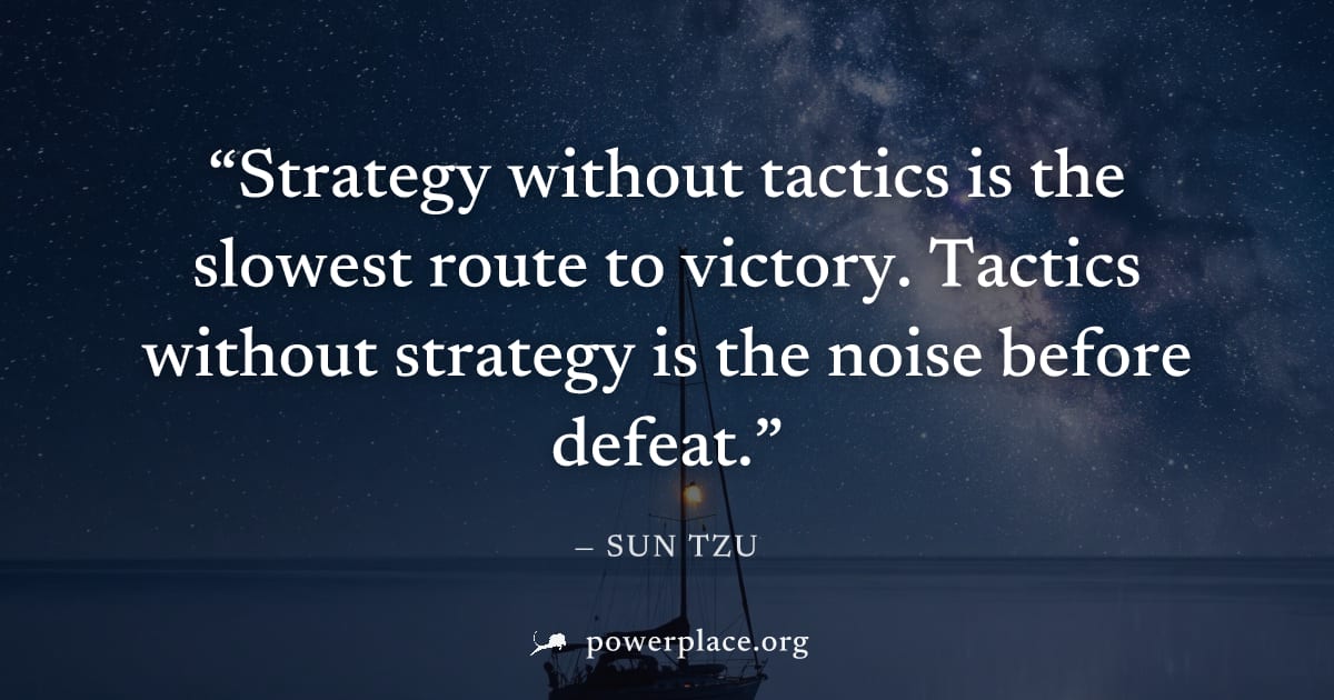"Strategy without tactics is the slowest route to victory. Tactics without strategy is the noise before defeat." — Sun Tzu