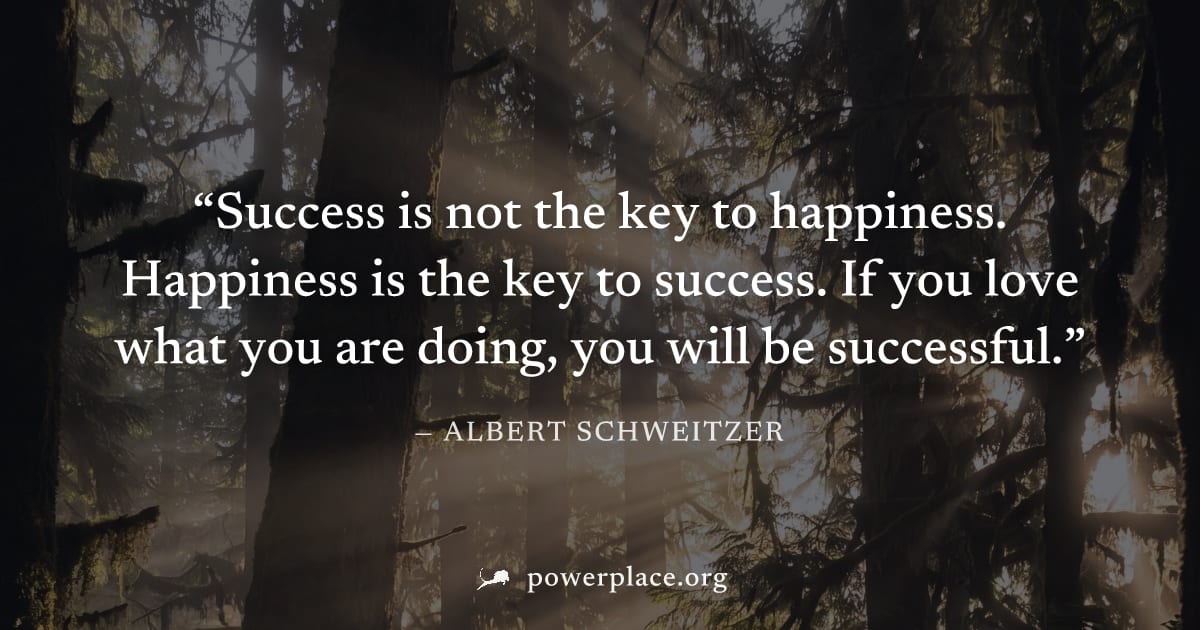 "Success is not the key to happiness. Happiness is the key to success. If you love what you are doing, you will be successful." — Albert Schweitzer