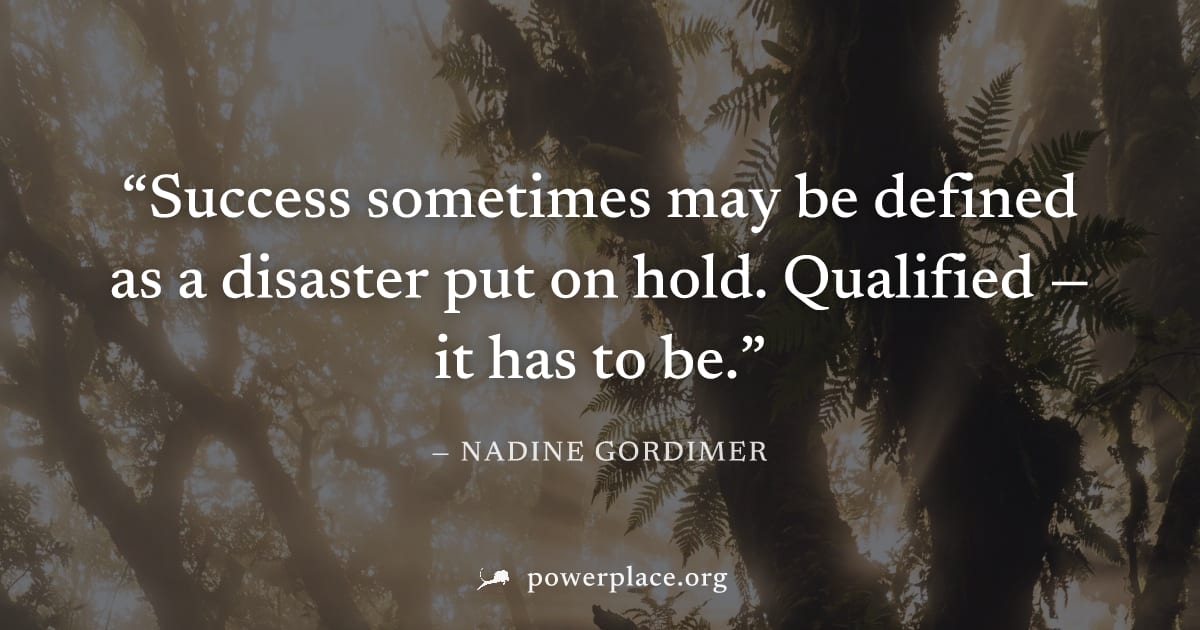 "Success sometimes may be defined as a disaster put on hold. Qualified — it has to be." — Nadine Gordimer