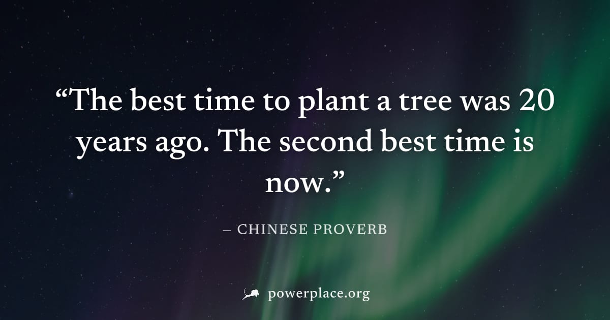 "The best time to plant a tree was 20 years ago. The second best time is now." — Chinese Proverb