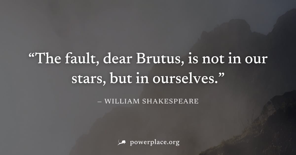"The fault, dear Brutus, is not in our stars, but in ourselves." — William Shakespeare