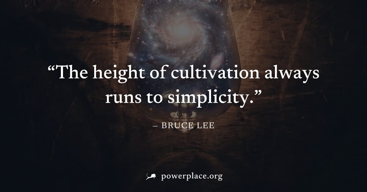 "The height of cultivation always runs to simplicity." — Bruce Lee