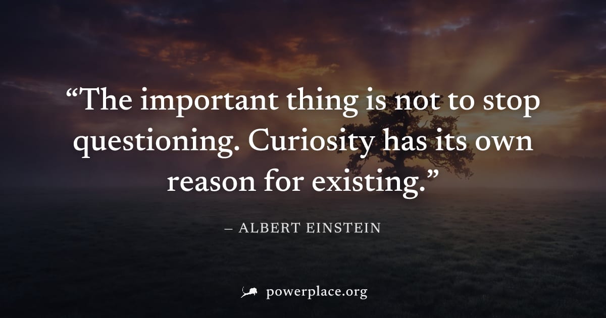 "The important thing is not to stop questioning. Curiosity has its own reason for existing." — Albert Einstein