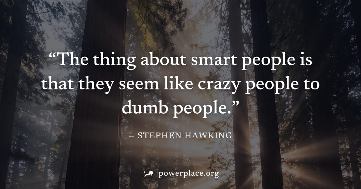 "The thing about smart people is that they seem like crazy people to dumb people." — Stephen Hawking