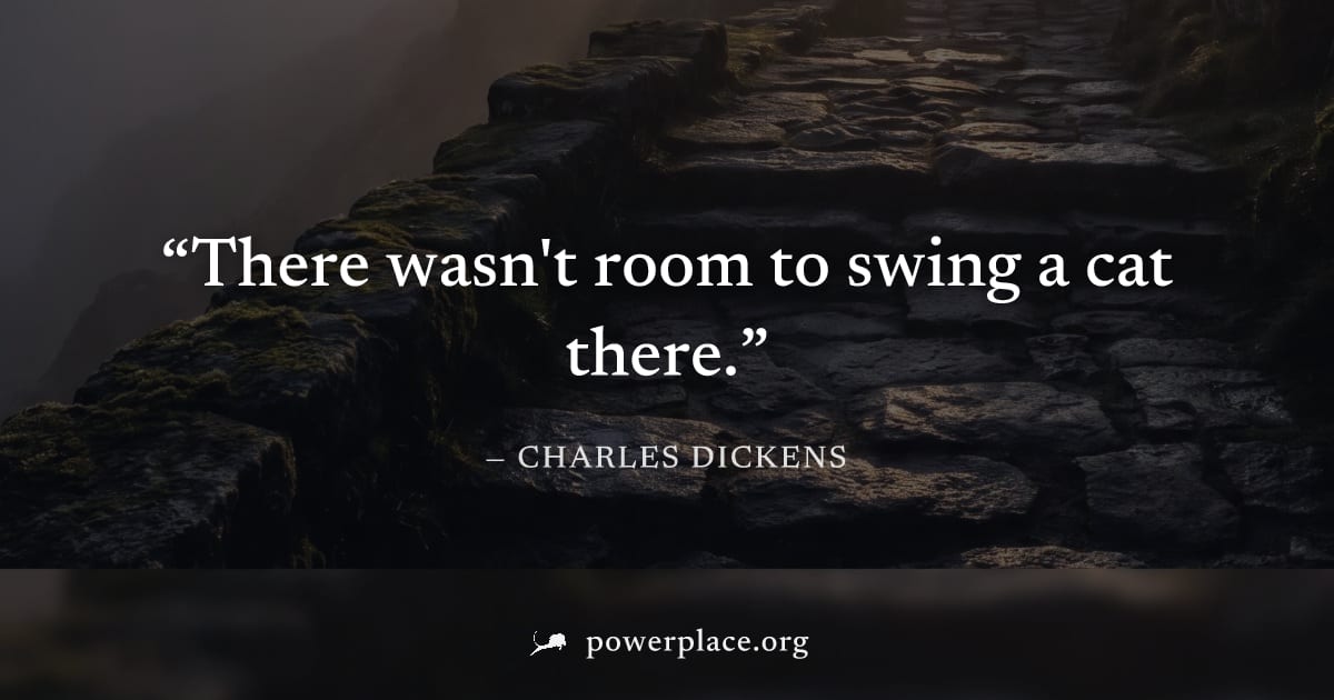 "There wasn't room to swing a cat there." — Charles Dickens