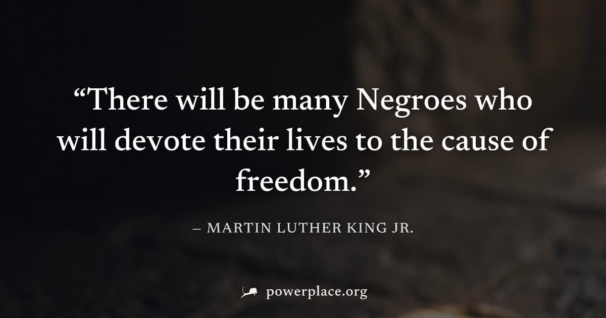 "There will be many Negroes who will devote their lives to the cause of freedom." — Martin Luther King Jr.
