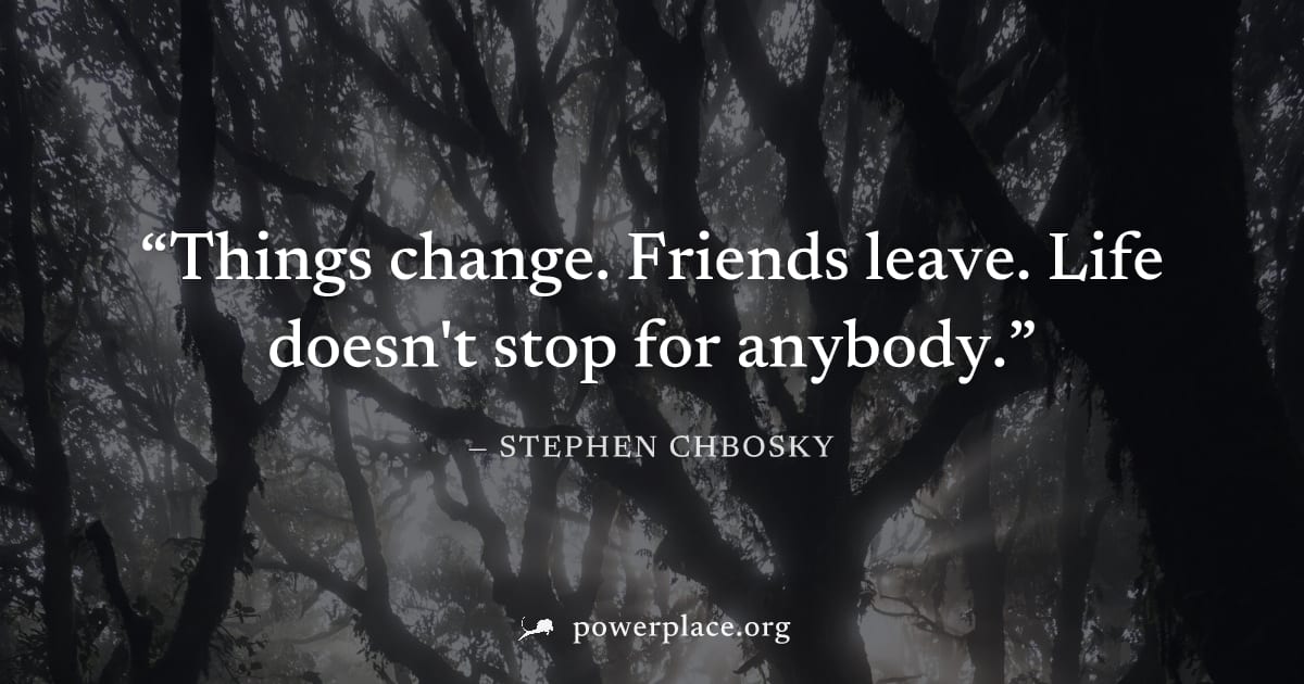 "Things change. Friends leave. Life doesn't stop for anybody." — Stephen Chbosky