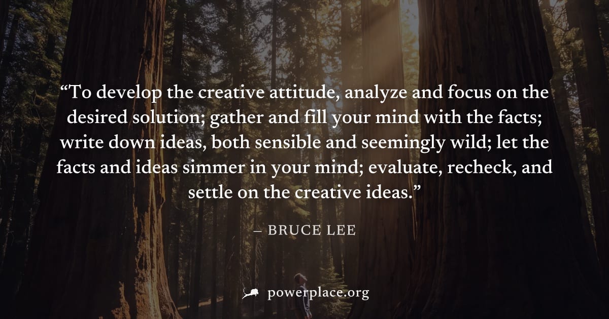 "To develop the creative attitude, analyze and focus on the desired solution; gather and fill your mind with the facts; write down ideas, both sensible and seemingly wild; let the facts and ideas simm