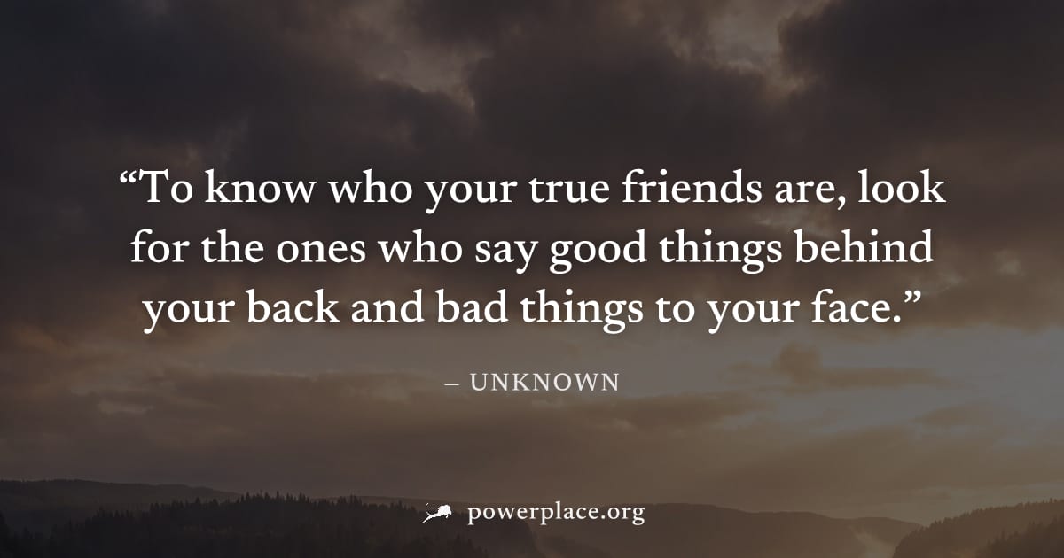 "To know who your true friends are, look for the ones who say good things behind your back and bad things to your face." — Unknown