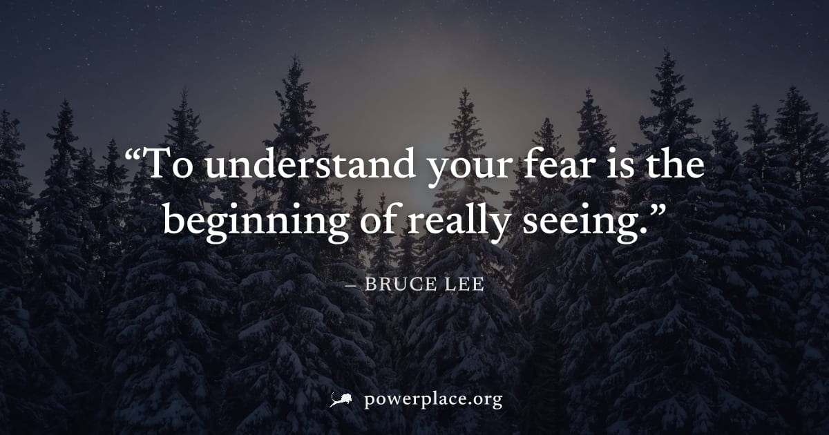 "To understand your fear is the beginning of really seeing." — Bruce Lee