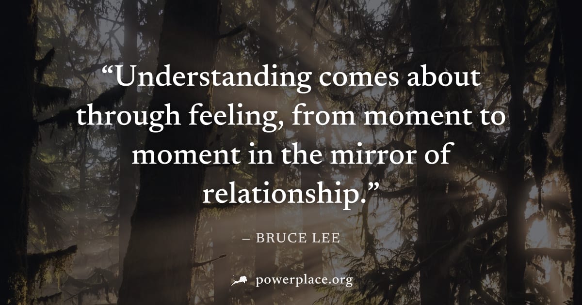"Understanding comes about through feeling, from moment to moment in the mirror of relationship." — Bruce Lee