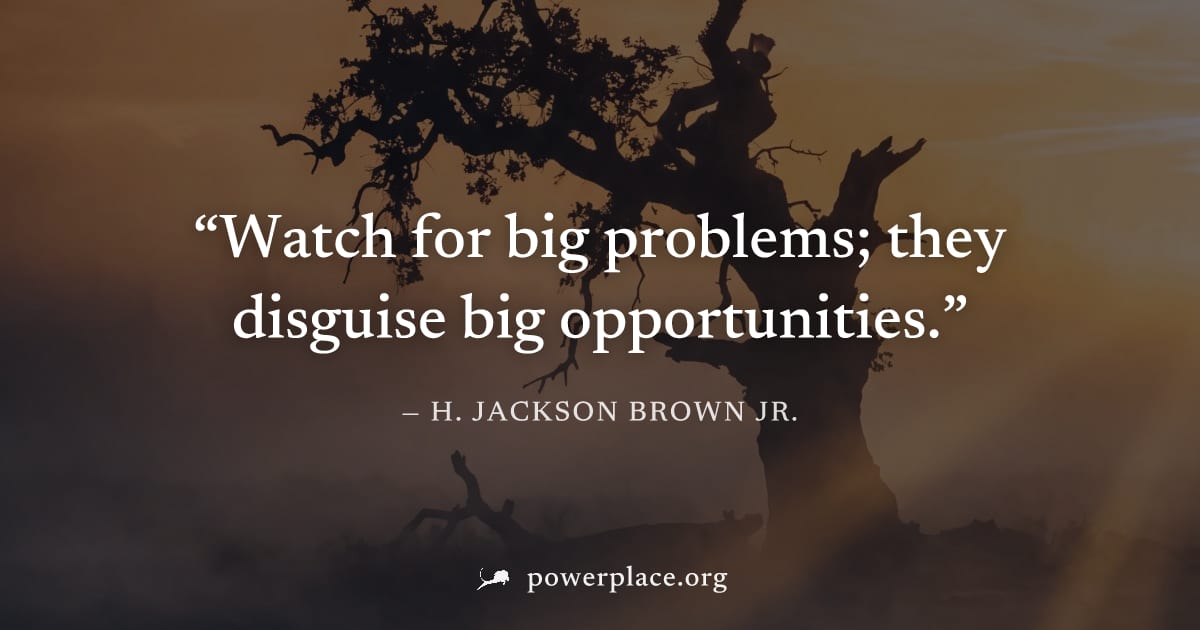 "Watch for big problems; they disguise big opportunities." — H. Jackson Brown Jr.