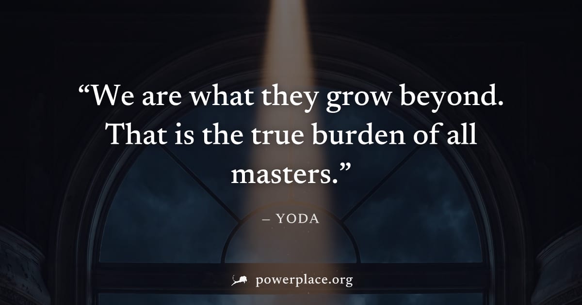 "We are what they grow beyond. That is the true burden of all masters." — Yoda