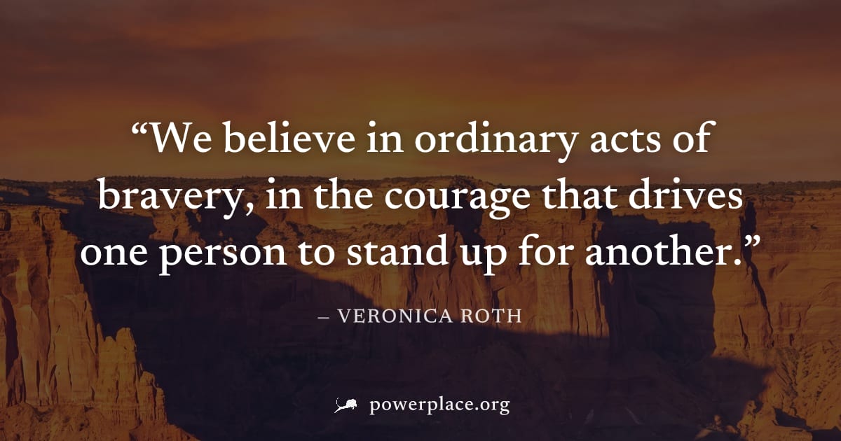 "We believe in ordinary acts of bravery, in the courage that drives one person to stand up for another." — Veronica Roth