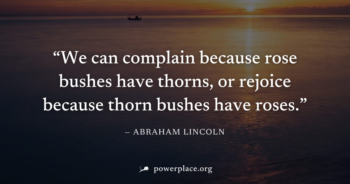 "We can complain because rose bushes have thorns, or rejoice because thorn bushes have roses." — Abraham Lincoln