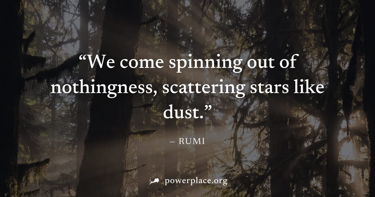 "We come spinning out of nothingness, scattering stars like dust." — Rumi