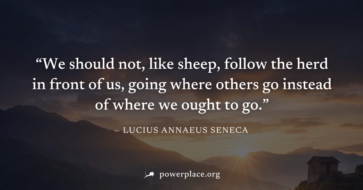 "We should not, like sheep, follow the herd in front of us, going where others go instead of where we ought to go." — Lucius Annaeus Seneca