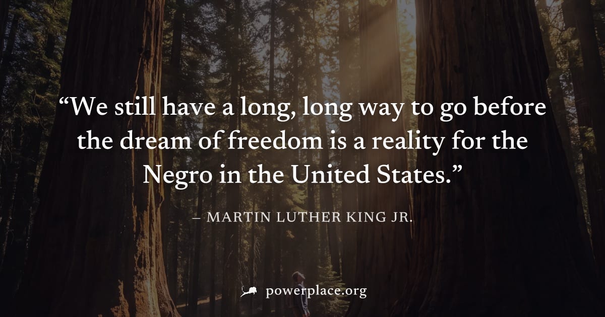 "We still have a long, long way to go before the dream of freedom is a reality for the Negro in the United States." — Martin Luther King Jr.