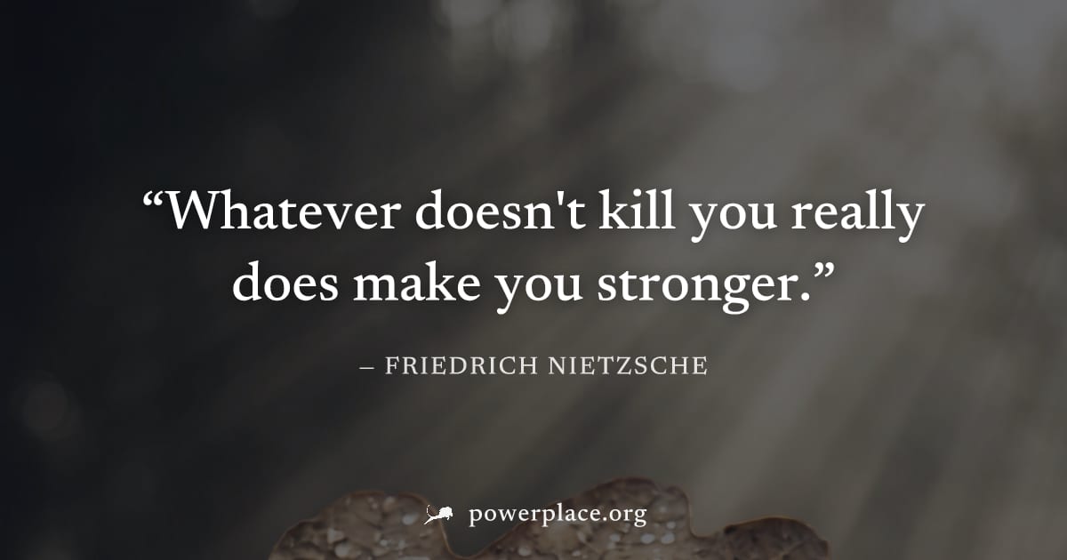 "Whatever doesn't kill you really does make you stronger." — Friedrich Nietzsche