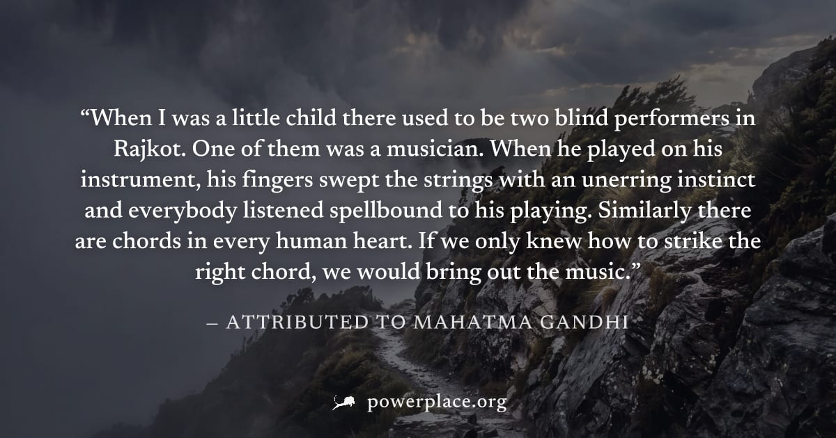 "When I was a little child there used to be two blind performers in Rajkot. One of them was a musician. When he played on his instrument, his fingers swept the strings with an unerring instinct and ev