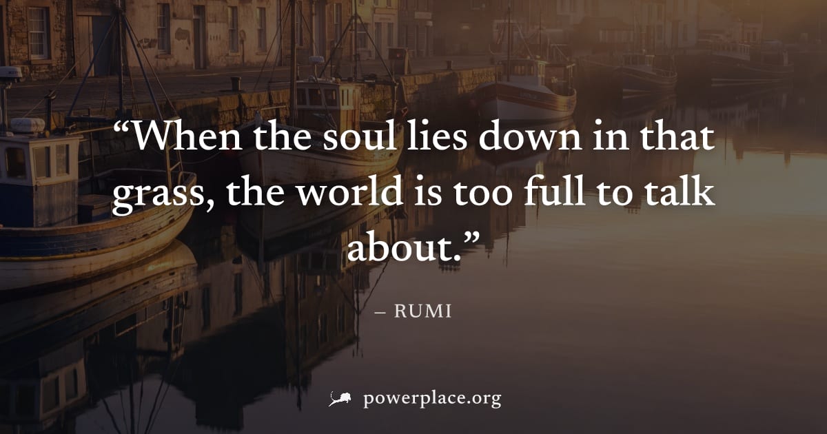 "When the soul lies down in that grass, the world is too full to talk about." — Rumi