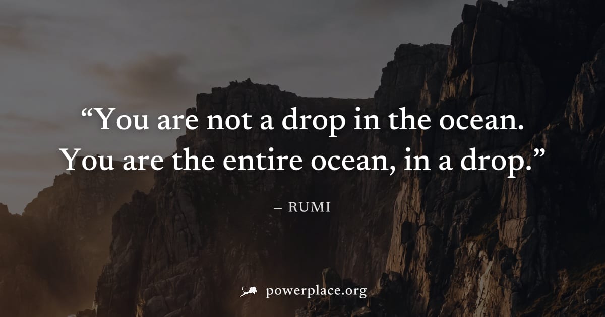 "You are not a drop in the ocean. You are the entire ocean, in a drop." — Rumi
