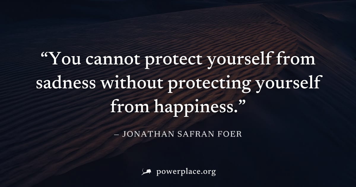"You cannot protect yourself from sadness without protecting yourself from happiness." — Jonathan Safran Foer