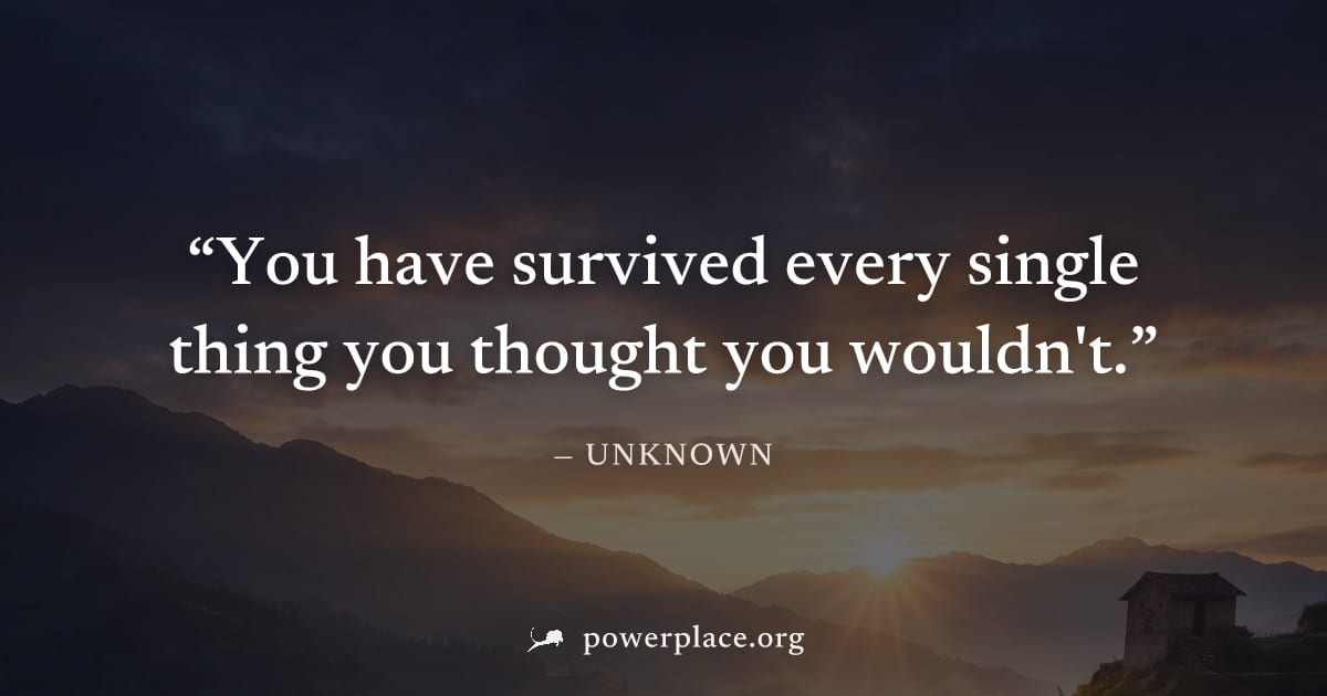 "You have survived every single thing you thought you wouldn't." — Unknown