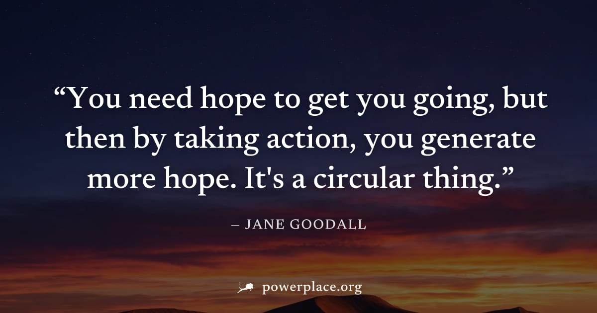 "You need hope to get you going, but then by taking action, you generate more hope. It's a circular thing." — Jane Goodall